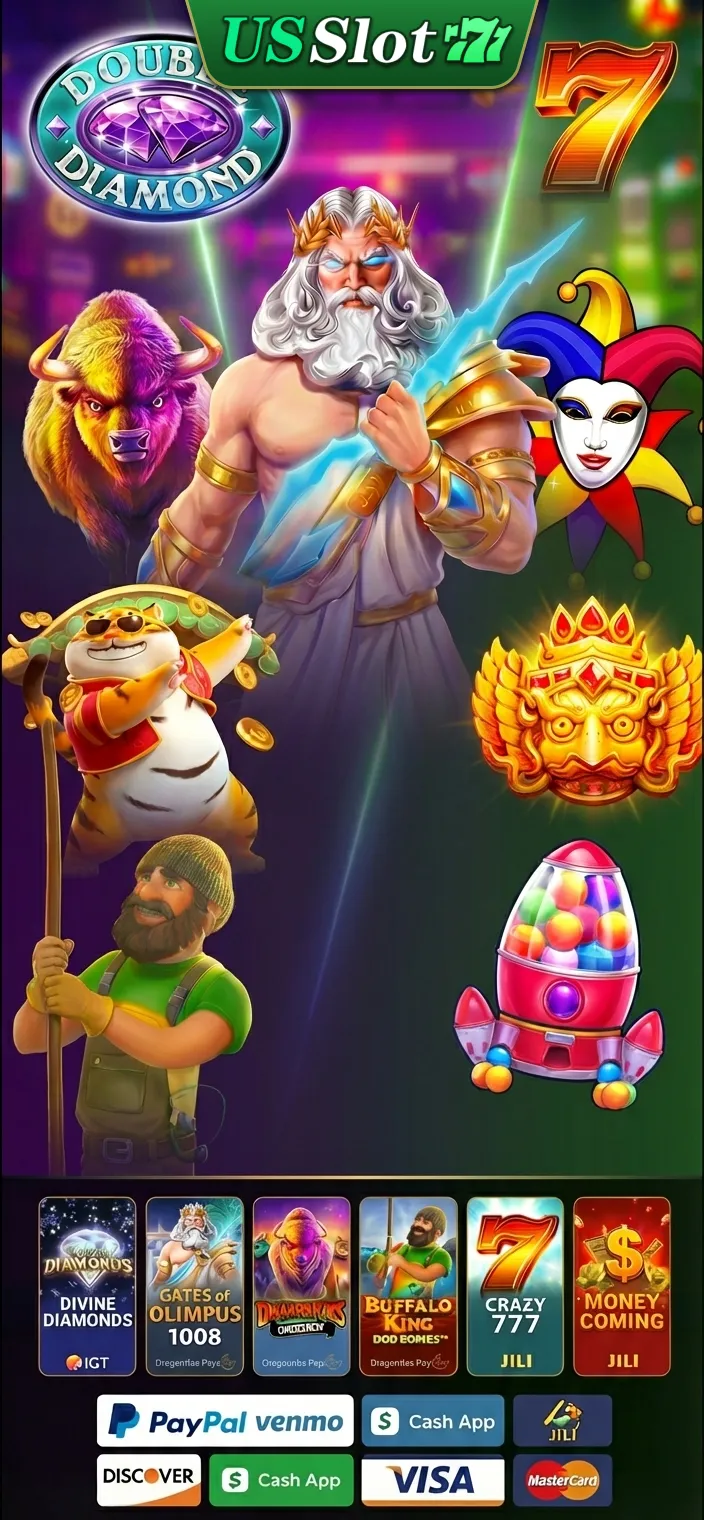 Epic fantasy casino game background with Zeus god holding lightning bolts on left side, majestic Chinese dragon with scales and flames in center, fierce wolf with glowing eyes on right side, rich emerald green and deep purple mystical atmosphere, golden coins and treasures scattered, lightning effects, dramatic lighting, cinematic quality, highly detailed, vibrant colors